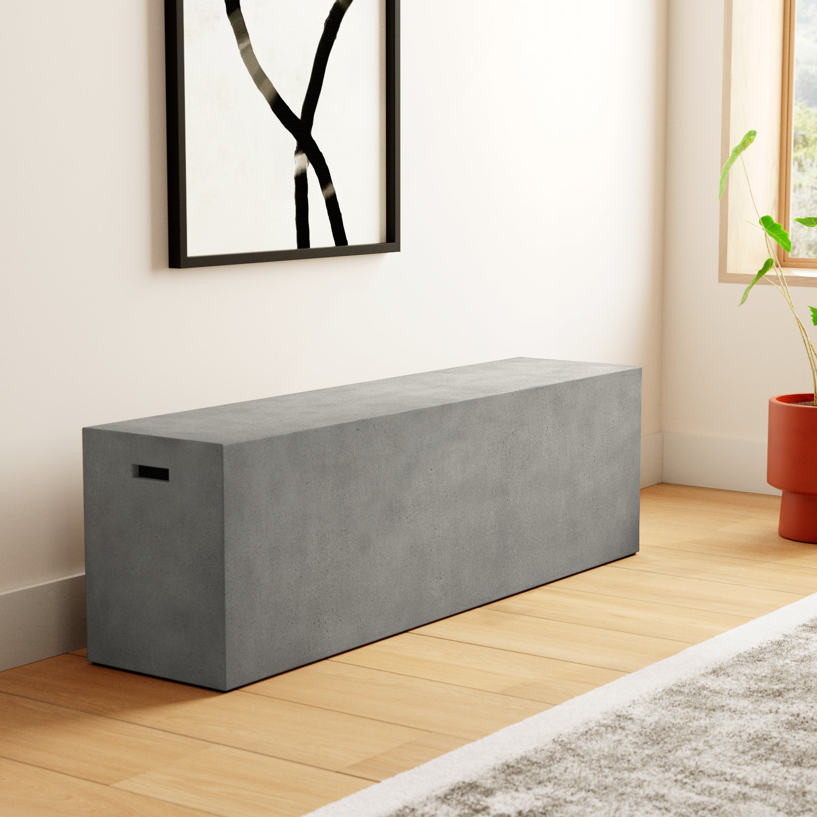 Kareen Bench, Dark Gray, 18"H x 60" W x 14" D