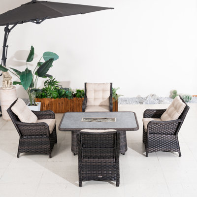 4 - Person Outdoor Patio Dining Set With Rectangular Table , Cushions Included