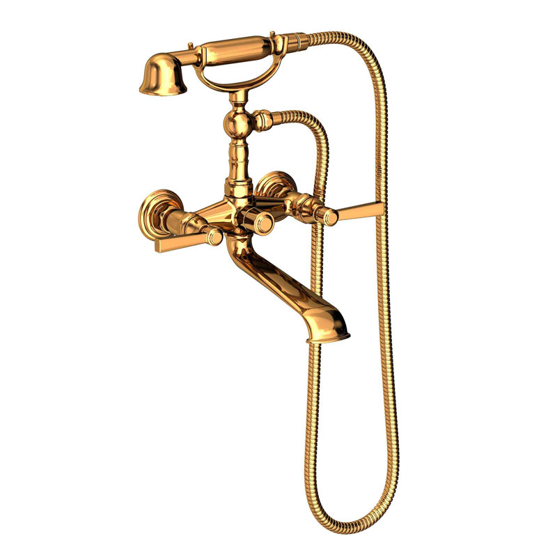 Astor Wall Mount Exposed Tub & Hand Shower Set, Lever Handle, Satin Bronze
