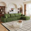Canapé modulaire en forme de L 135 po avec méridienne en L, siège modulaire profond, fauteuils rembourrés L 135,0 po x l 68,2 po H 37,8 po ensemble modulaire en L vert, confort d'assemblage non requis