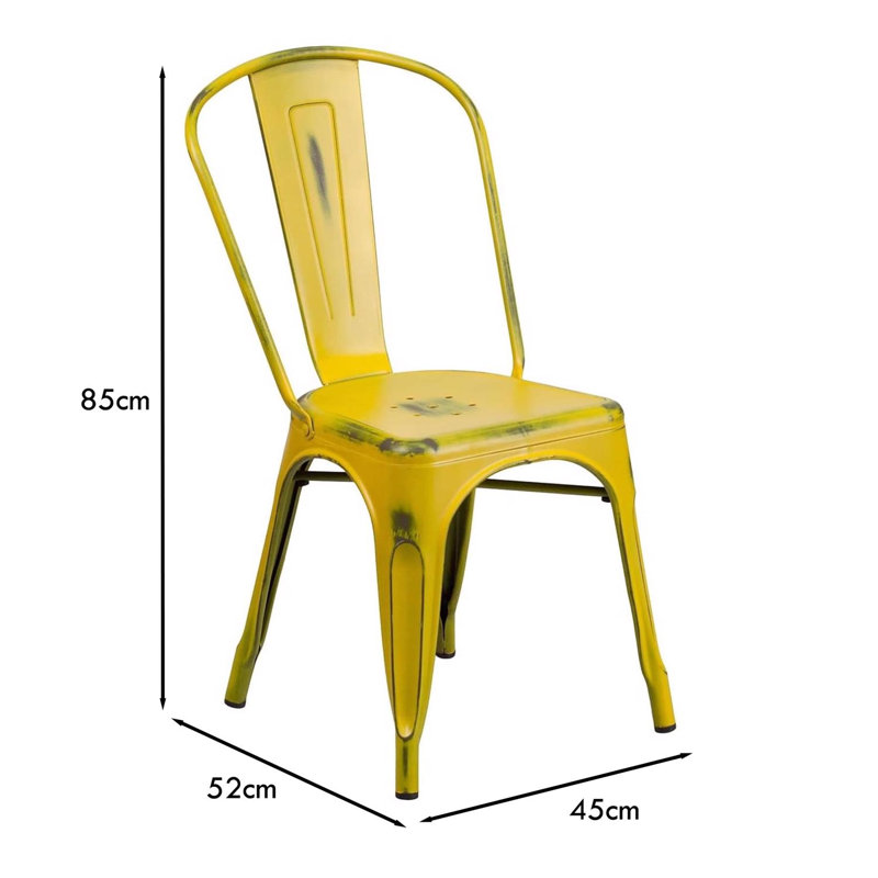 Annetrud Industrial Style Dining Chair - Set of 4 - Modern Galvanised steel, Yellow