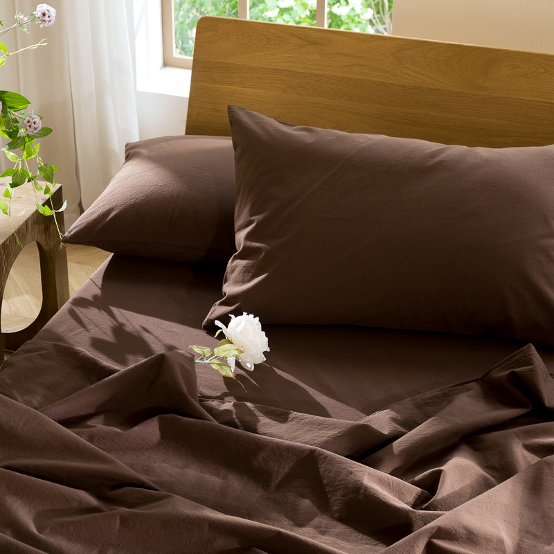 Fermeture de l'enveloppe des taies d'oreiller MooMee, Grand (20 po x 30 po), Brun cacao