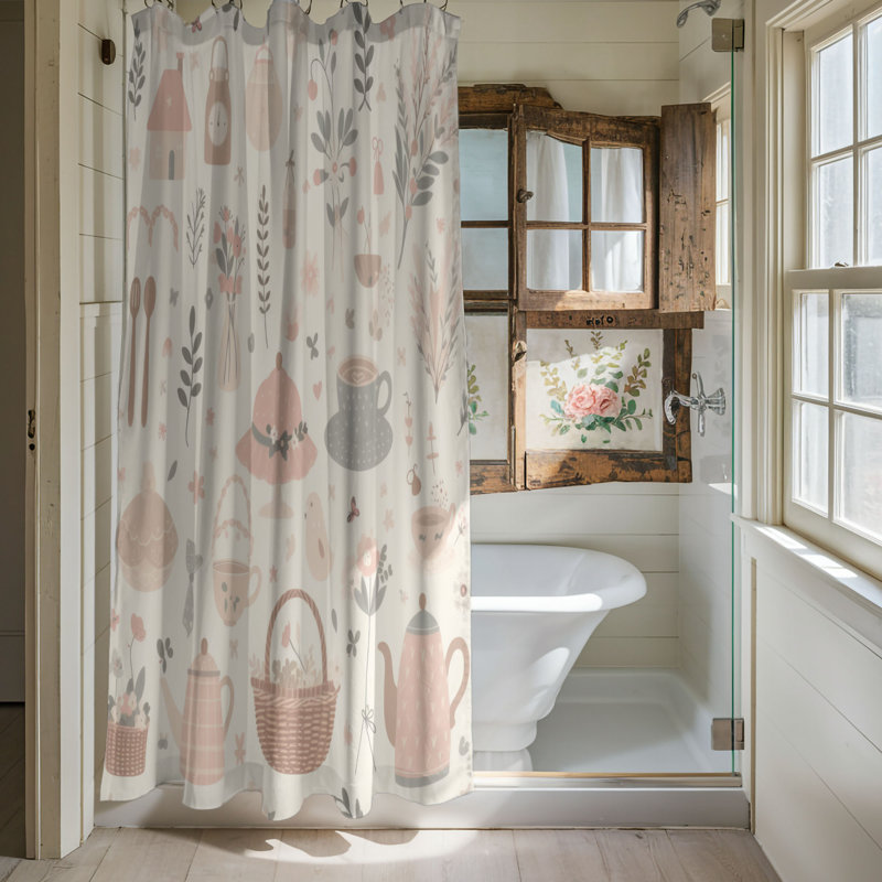 Rideau de douche standard 1 pièce Cottagecore Whimsy, H 74 po x l 71 po