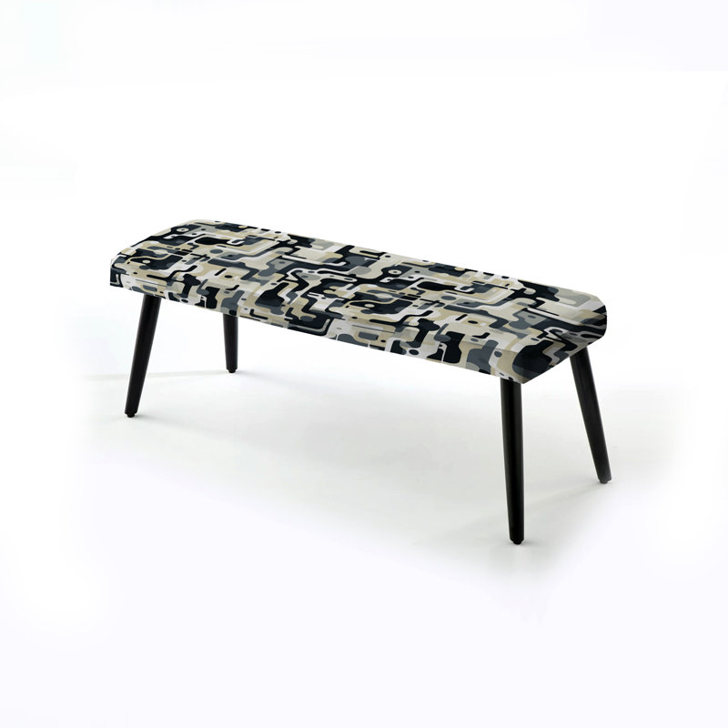 Banc rembourré géométrique beige et gris Urban Maze