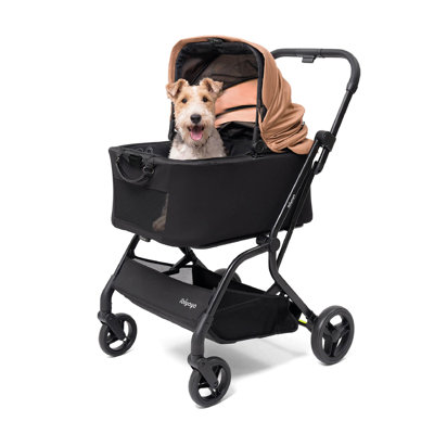 Poussette et capsule détachables pour animaux de compagnie ibyeaya HUE-GO, structure en aluminium, poussette pliante 3 en 1 pour chats et chiens jusqu'à 55 lb - rouge brique