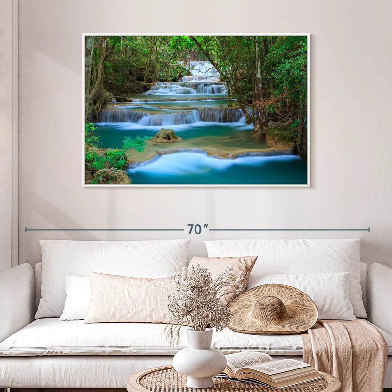 Cascade de la forêt de Kanchanaburi, Cadre flottant blanc, 13 po x 9 po
