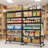  6-tier Nsf-certified Heavy Duty Wire Shelving - 36"wx16"dx76"h 4-segment Upright Compound Adjustable With Lockable Wheels & Hooks, Black Diy Storage Rack For Garage, Kitchen & Pantry