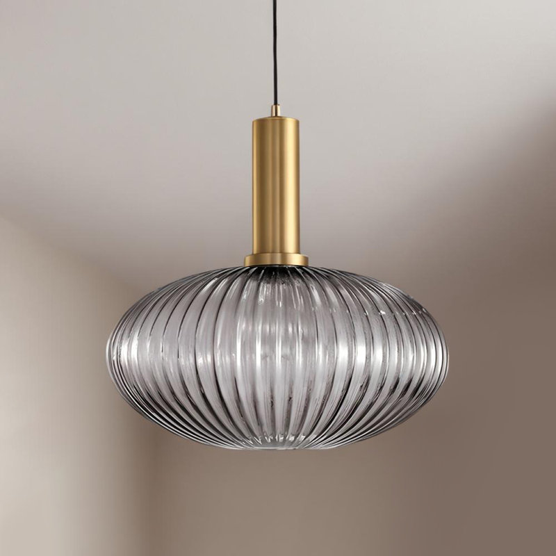Luminaire suspendu en laiton 1 lumière Salicia, Gris
