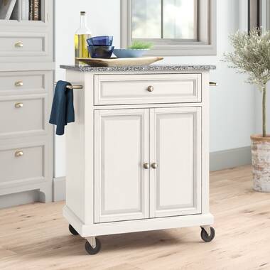 Solid Granite Top Portable Kitchen Cart/Island - Black - Crosley