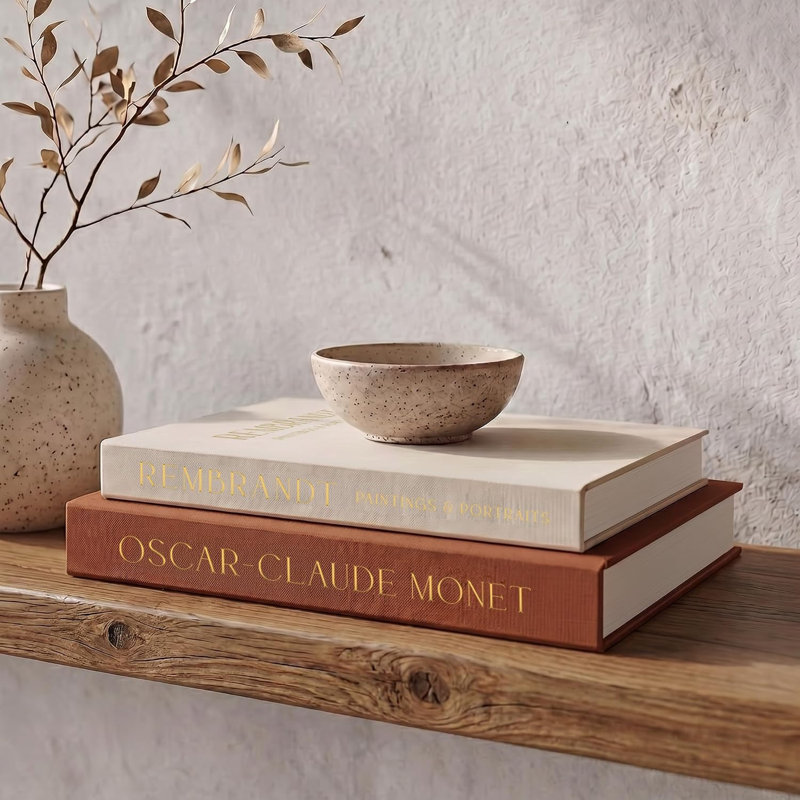 Ensemble de 2 faux livres décoratifs avec rangement caché, boîtes à livres de table basse de style lin