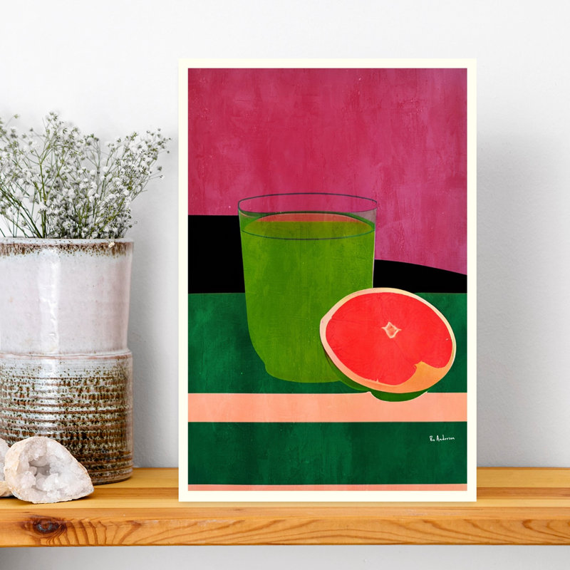"Vibrant", pamplemousse, jus, art contemporain coloré, H 18 po x l 12 po
