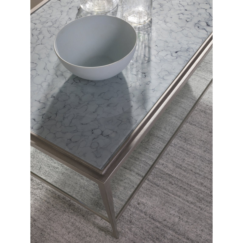 Sashay 54" Silver and Gray Glass Rectangular Cocktail Table