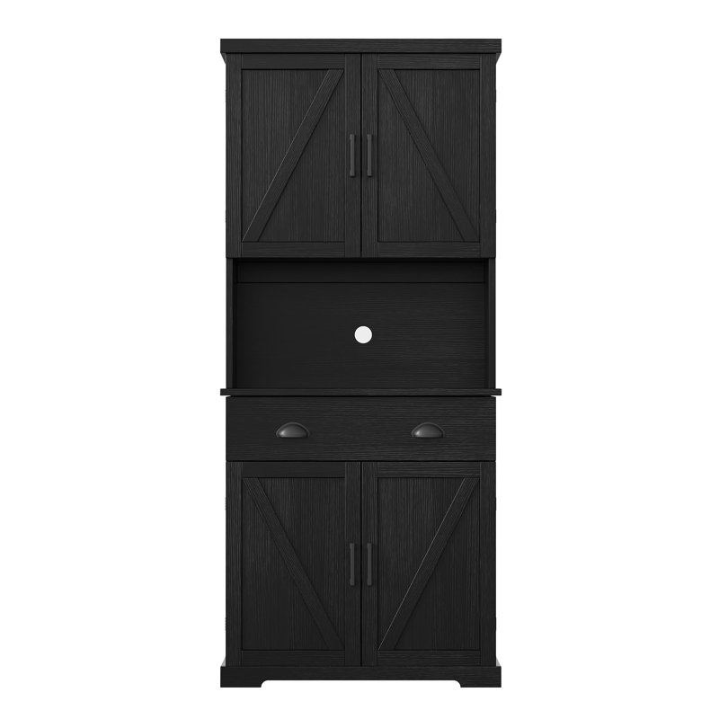  72" H Storage Cupboard With 4 Doors, Black