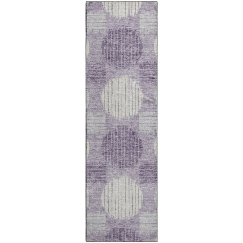 Premium Machine Washable Prisco Purple Rug, Runner 2'3" x 7'6"