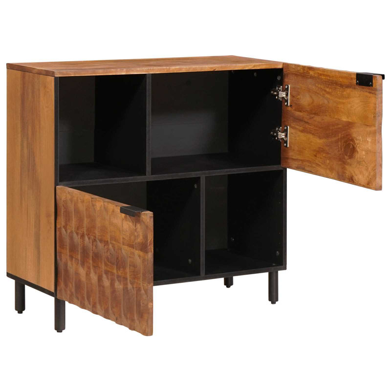 Solid Wood Standard Accent Cabinet, Black/Acacia Brown 