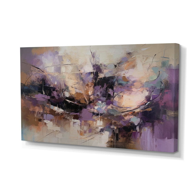 Impression sur toile abstraite mauve et minimaliste mauve
