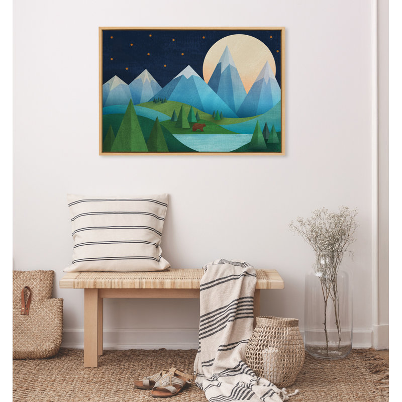«Moonlight Mountains Bear Lake» par Carey Copeland, reproduction d'art sur toile encadrée