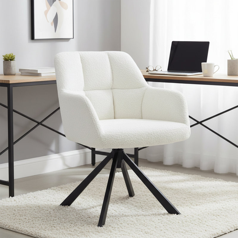 Chaise de bureau Almedin, Fausse fourrure beige