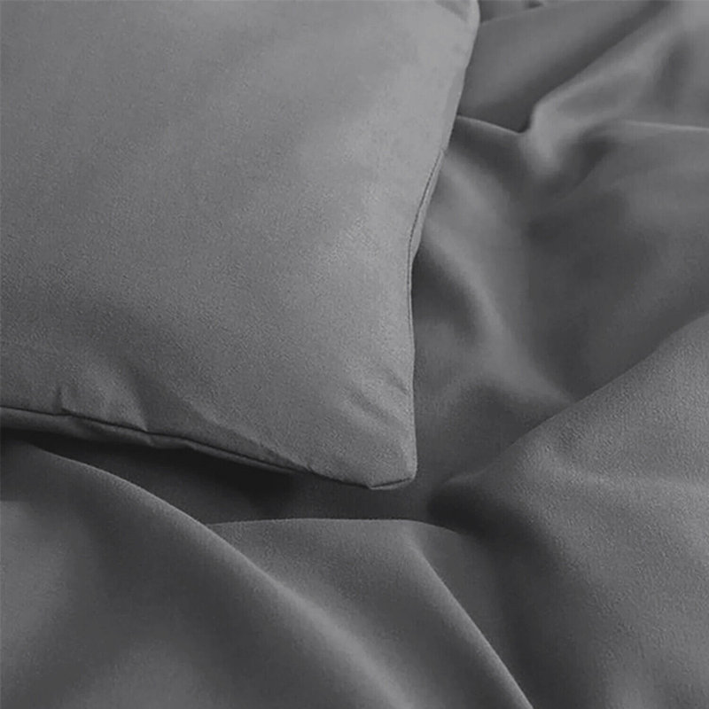 Premium 4-Piece Microfiber Duvet Cover Complete Set, Double Duvet Cover Set + 3 Additional Pieces, Grey