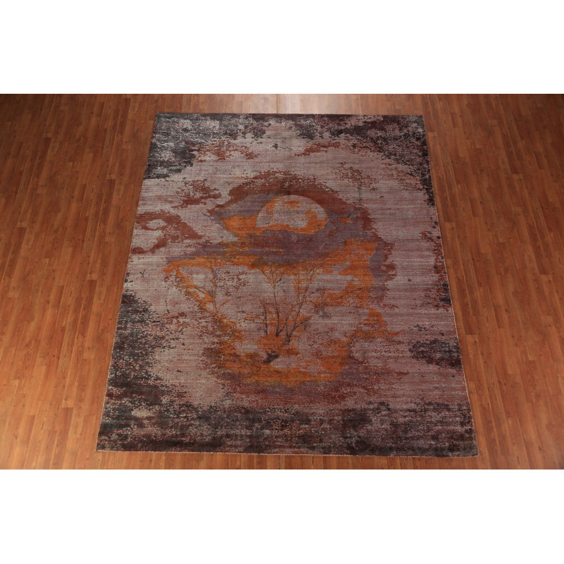 Tapis indien en laine à motif abstrait moderne 8 x 10