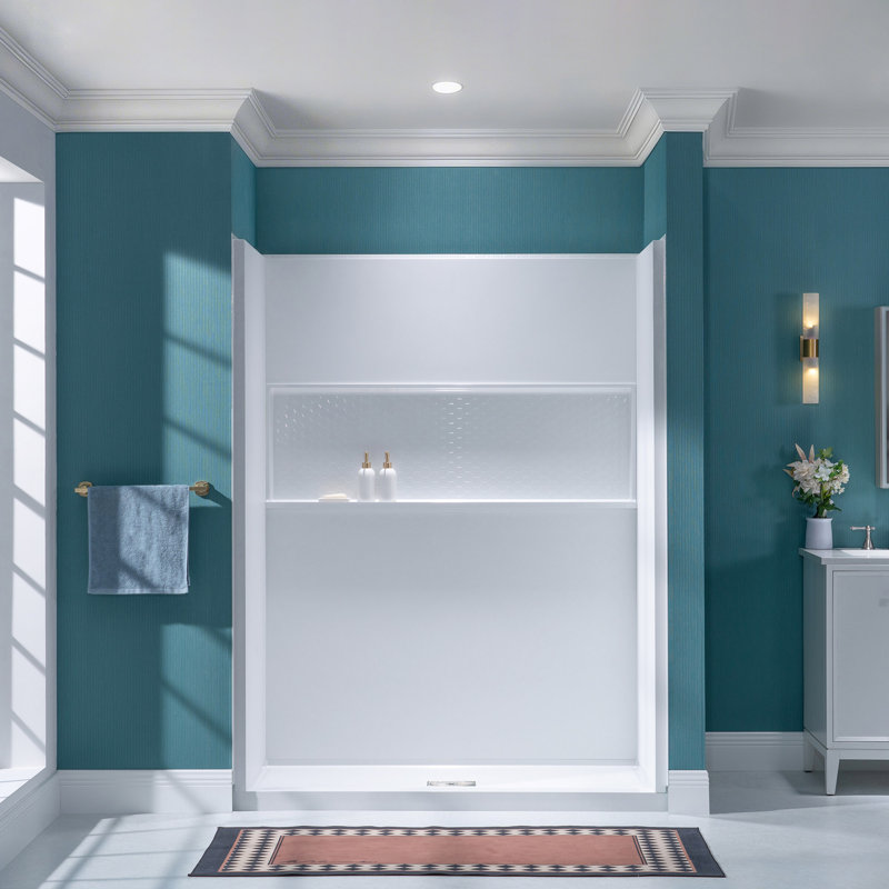 60"W x 32"D x 77 H" Shower Wall Panel Surrounded with Integrated Shelf, Matte White, Shower Base Sold Separately, Matte White