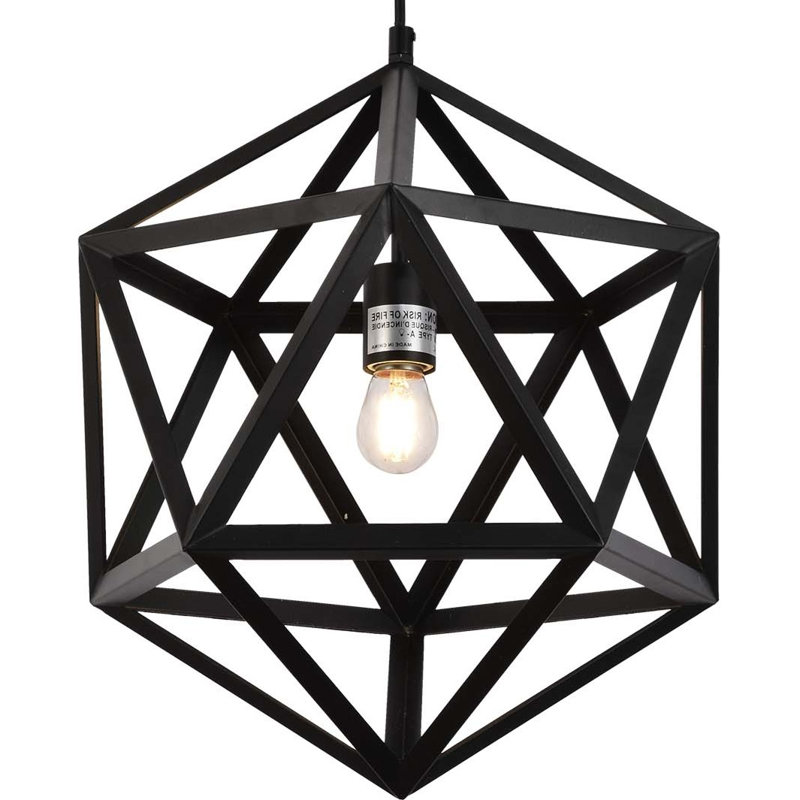 1-Light Black Island Geometric Pendant Light