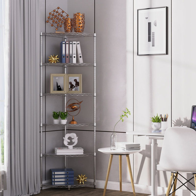 Luchezar 18.1'' W Metal Height -Adjustable Shelving Unit, Chrome