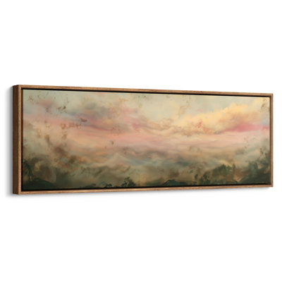 Soft Blush and Golden Sky Clouds for Living Room or Entryway Print Wall Art