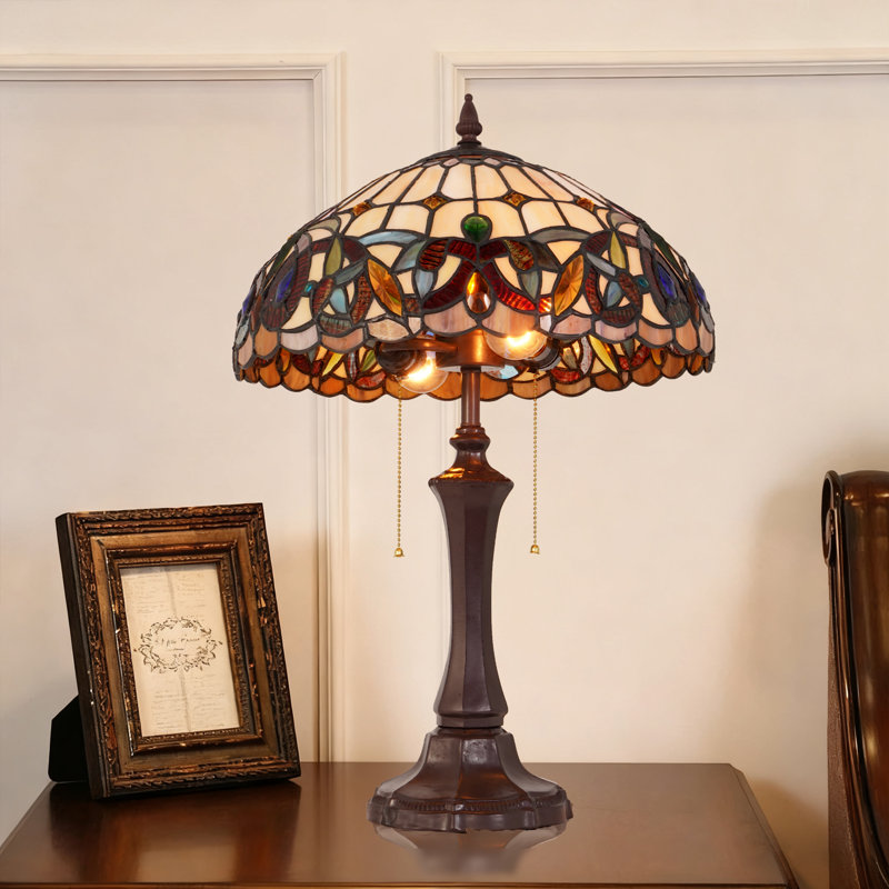 Lampe de table libellule en verre coloré Tiffany