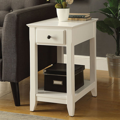 Plateau rectangulaire en bois avec un tiroir, blanc
