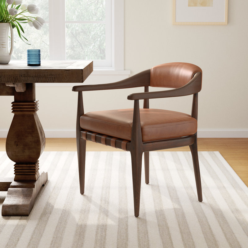 Clendon Leather Arm Chair, Terra Brown Oak Leather