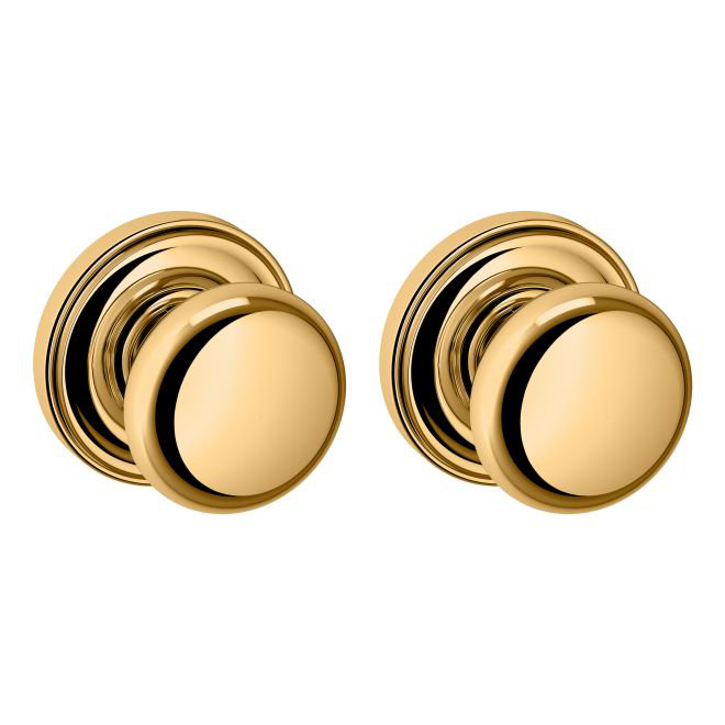 Estate Classic Single Dummy Door Knob with Round Rosette, Lifetime (PVD) Polished Brass