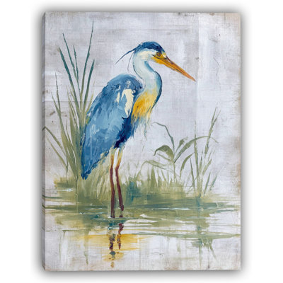 «Pastel Marsh Heron», art mural sur toile tendue