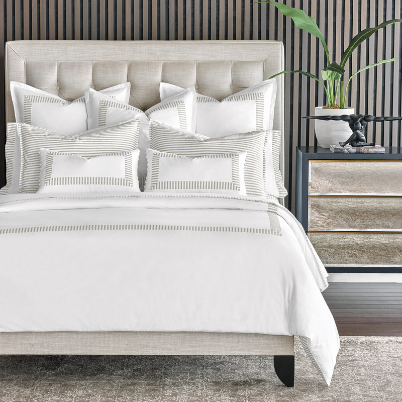 Blass Ticking Duvet Cover, Super Queen Duvet Cover, Fawn