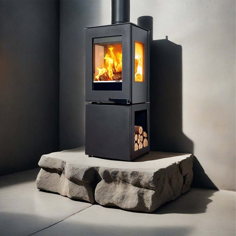 Chauffage vertical vertical au bois noir