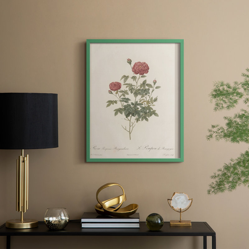 Impression florale vintage encadrée CLX III - bois massif, H 30 po x l 24 po, Vert