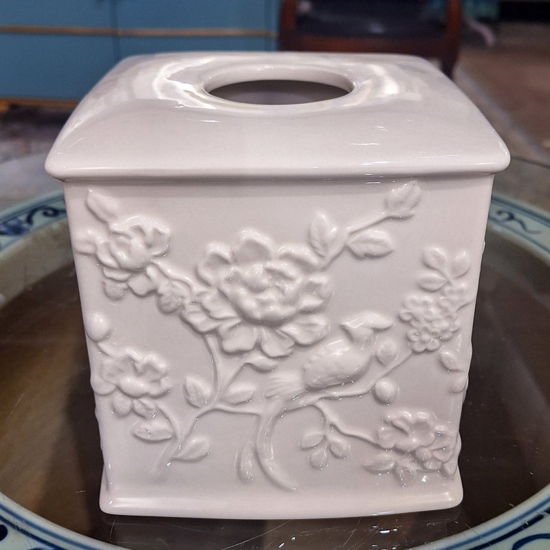 Couvre-boîte de papiers-mouchoirs, Blanc cassé