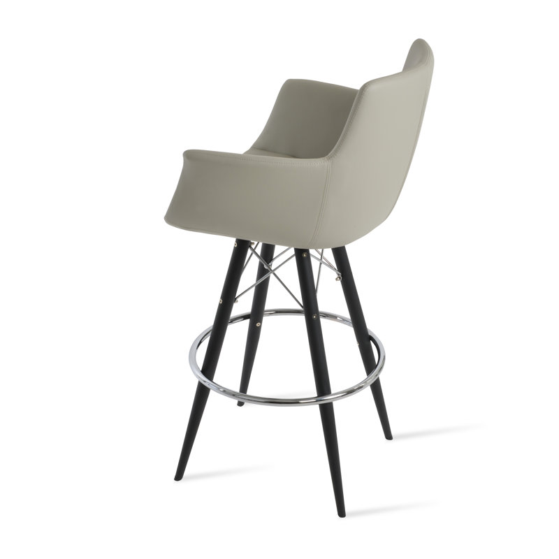 Tabouret de bar et de comptoir Bottega, Tabouret de comptoir (siège d'une hauteur de 24 p, Noir, Gris clair
