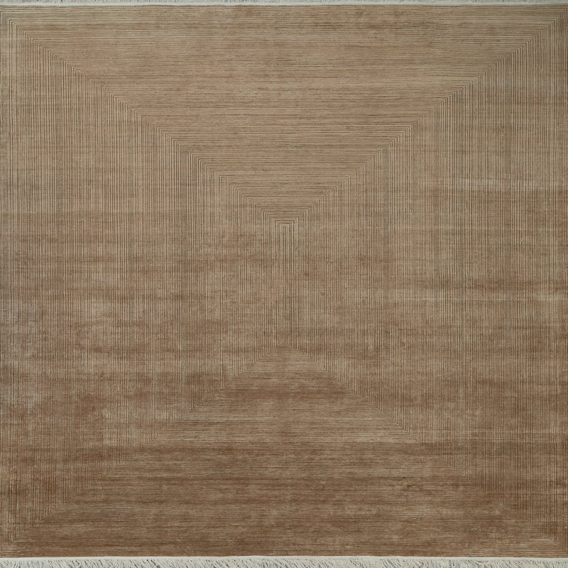 Brown Contemporary Silk Wool Blend Rug - 12' x 14'6"