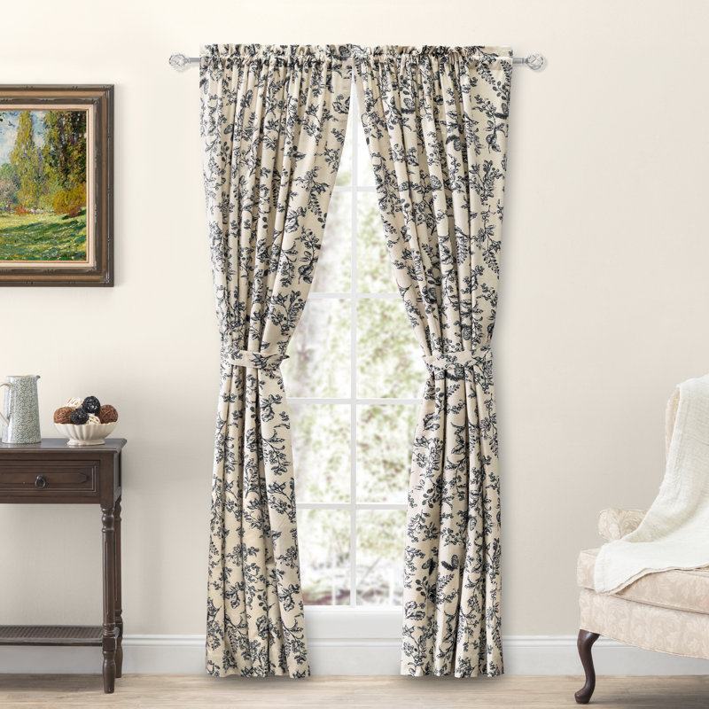 100% Cotton Room Darkening Curtain Panel Pair, Black, 42" W x 45" L