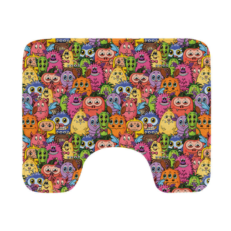 Alien Toilet Mat U-Shape Bathroom Rug 20" x 16" Multicolor