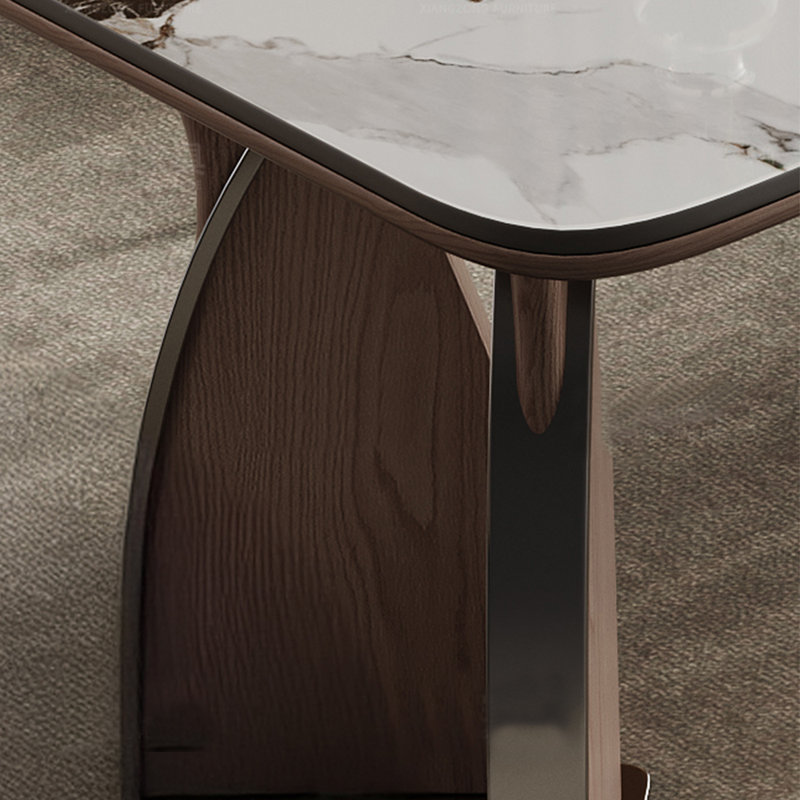 Artistic sintered stone dining table, 29.53"H x 78.74"L x 35.43"W, White