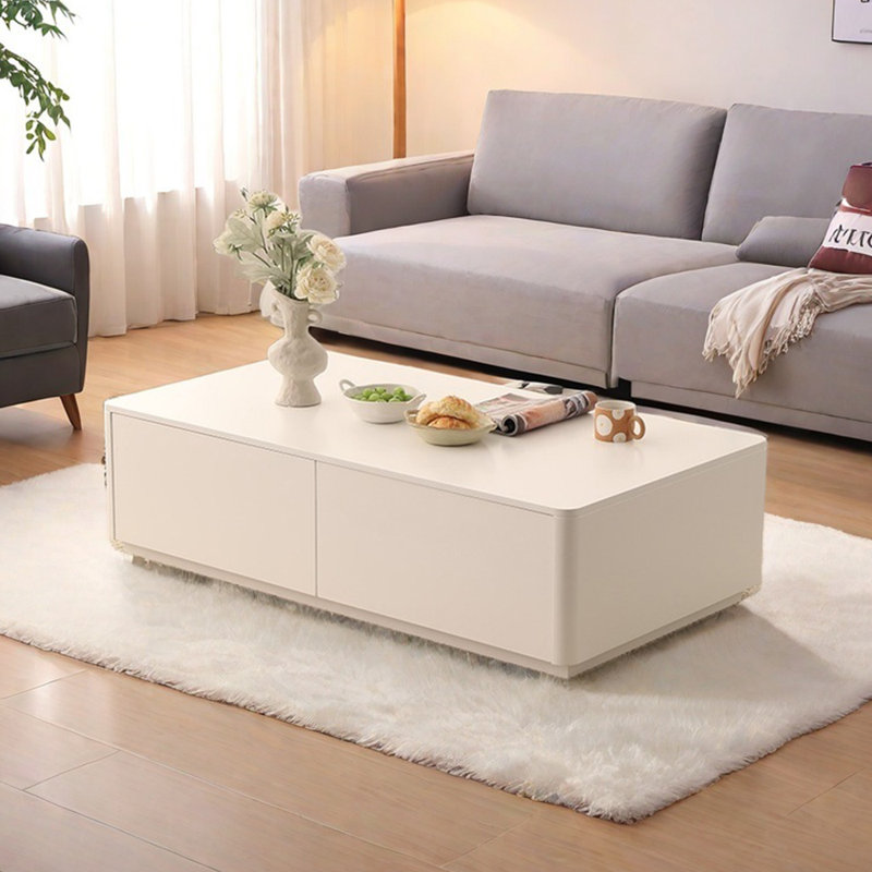 Table basse moderne simple de style crème, H 13,77 po x l 51,18 po x P 27,55 po