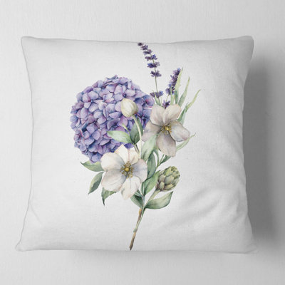 Housse et insert de coussin Bouquet d'hydrangées, anémones, artichauts et lavande