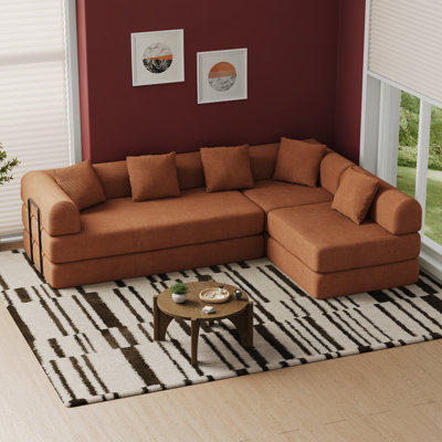Convertible Boneless Sectional Sleeper Sofa Bed Modular Compression Couch With Removable Back And Arm