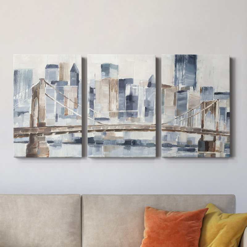 «Blue Hour II» - Toile tendue avec châssis de qualité supérieure - Prêt à être accroché, H 36 po x l 72 po x P 1 po