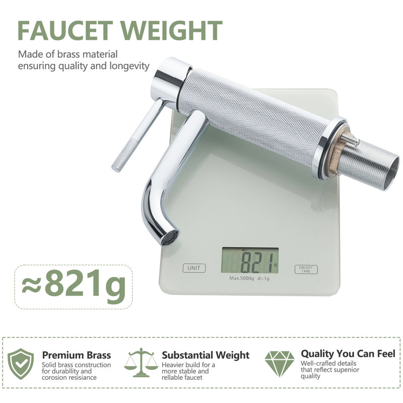 Robinet de lavabo monotrou en nickel brossé avec bec en cascade et bonde escamotable, robinet de meuble-lavabo moderne pour lavabo à entraxe large
