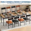 Ensemble table et chaises 5 pièces pour 4 personnes, gain de place : table rectangulaire avec 4 chaises rembourrées en PU, structure en métal et plateau en MDF aspect bois brun.-723490601