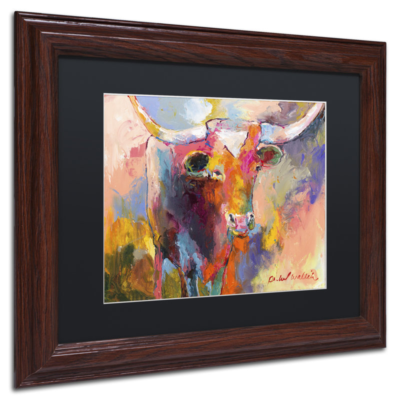 « boeuf », impression sur toile, H 11 po x l 14 po x P 0,5 po, Encadrement grain de bois, Noir