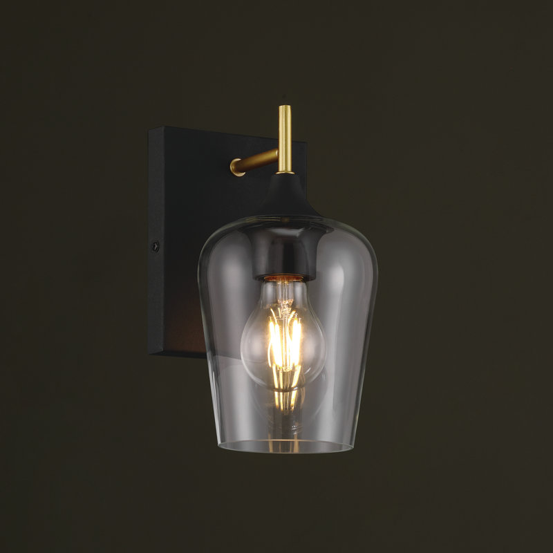 1 - Light Dimmable Armed Sconce, Matte Black